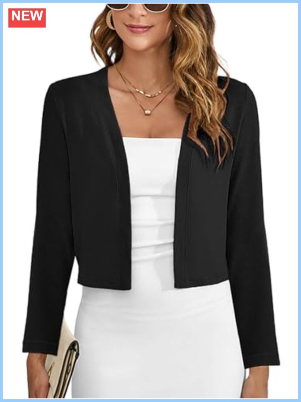 Cropped Cardigan Shrug Sweater Long Sleeve Soft Knit Lightweight Dress Cover Up